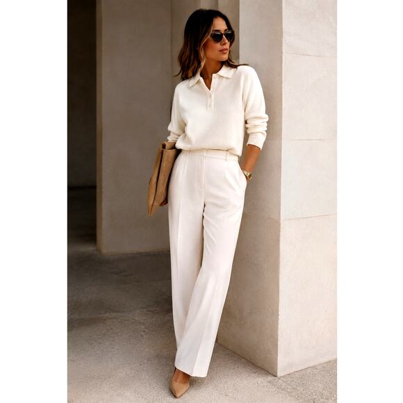 Abercrombie & Fitch Pants - Abercrombie & Fitch Cream Wide-Leg Pants